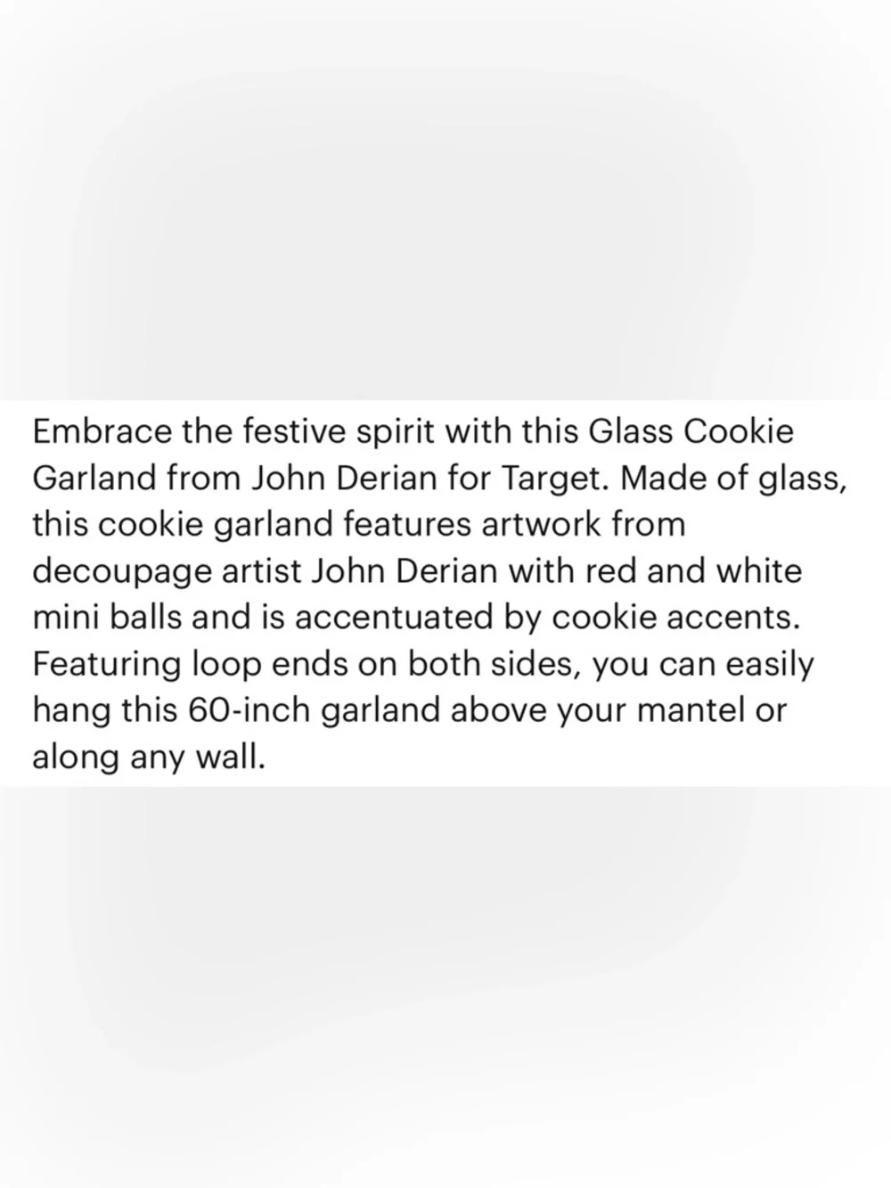 JOHB DERIAN NWT glass cookie garland -60”